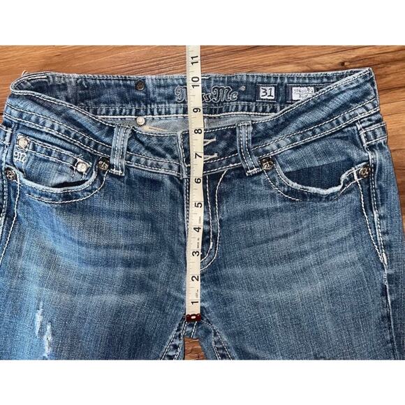 Vintage Low Rise Boot Cut Miss Me Jeans Size 31 #JP4009-2 Embellished Pockets - Picture 8 of 12